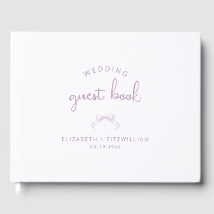 Romantic Sketched Bow Lilac Wedding Guest Book