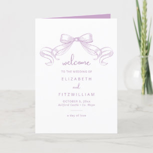 Romantic Sketched Bow Lilac Wedding Program