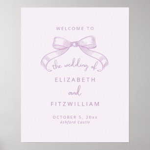Romantic Sketched Bow   Lilac Wedding Welcome  Poster