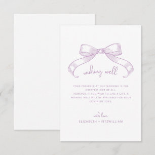 Romantic Sketched Bow Lilac Wedding Wishing Well Enclosure Card
