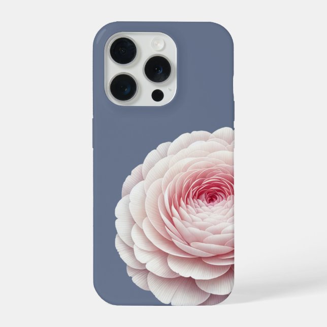 Romantic Slate Blue Blush Floral iPhone Case (Back)