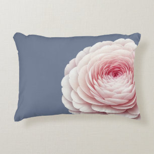 Romantic Slate Blue Blush Floral Throw Pillow
