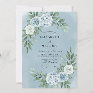 Romantic Slate Petal Wedding Invitation