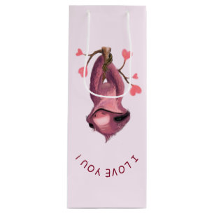 Romantic Sloth - I Love You - Add Your Text / Name Wine Gift Bag