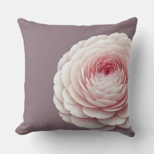 Romantic Smoky Mauve Floral Throw Pillow