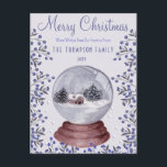 Romantic Snowy Watercolor Christmas Trees SnowBall Holiday Postcard<br><div class="desc">A romantic cottage in a snowy landscape: this lovely miniature hand-painted in a watercolor snowball! Immerse yourself in the heartwarming essence of cottagecore living with this delightful design. Feeling the enchantment of a serene countryside winter, this artwork joins the beauty of Christmas berries with a soft winter landscape, fostering a...</div>