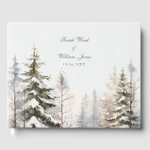Romantic snowy winter forest Wedding Guest Book
