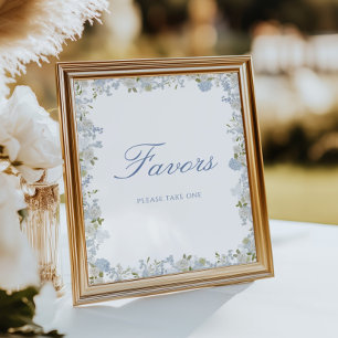 Romantic Soft Blue Floral Wedding Favours Poster