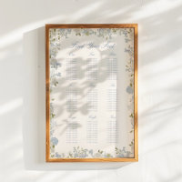 Romantic Soft Blue Floral Wedding Seating Chart