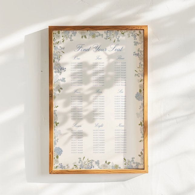 Romantic Soft Blue Floral Wedding Seating Chart (Creator Uploaded)