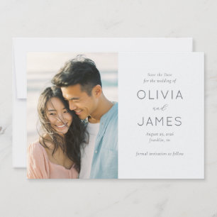 Romantic Soft Blue Photo Save The Date