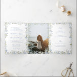 Romantic Soft Blue Vintage Monogram Crest Wedding Tri-Fold Invitation<br><div class="desc">Introducing our elegant wedding invitation, embellished with a stunning soft blue floral wedding monogram crest and classic calligraphy! If you're looking for a wedding invitation that exudes sophistication, luxury and style, this is the perfect invitation for you. The monogram crest adds a touch of vintage elegance to the invitation. It...</div>