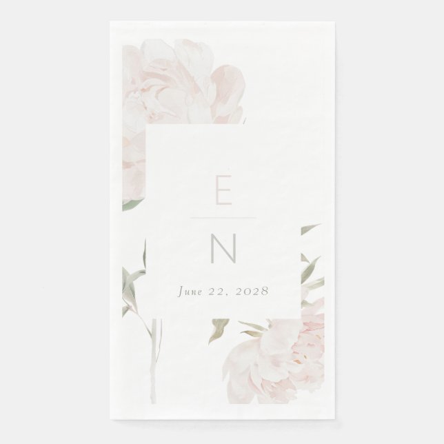 Romantic Soft Blush Peony Wedding Napkin (Front)