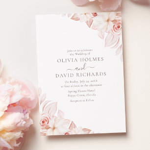 Romantic Soft Blush Roses Wedding Invitation