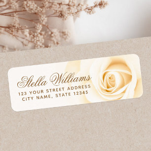 Romantic soft cream ivory rose return address label