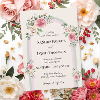 Romantic Soft Pastel Floral Arch Wedding  Invitation