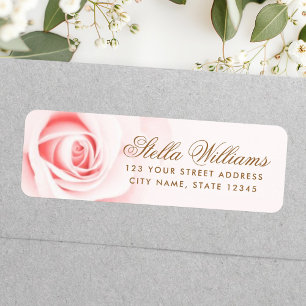 Romantic soft pink rose return address label