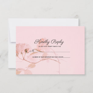 Romantic Soft Pink Rosebud Wedding RSVP Card