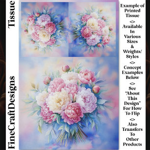 Romantic Soft Watercolor Peonies CR3 Decoupage Tissue Paper