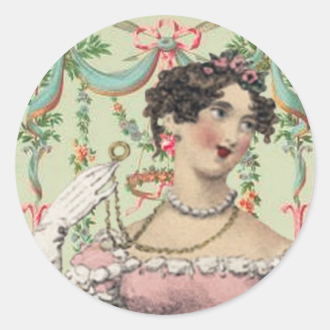 Romantic Soiree for Jane Austen Classic Round Sticker (Front)