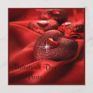 Romantic Sparkle Hearts Valentine's Day Party Invitation