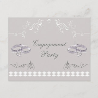 Romantic Sparkly Wedding Bands & Hearts Engagement Invitation