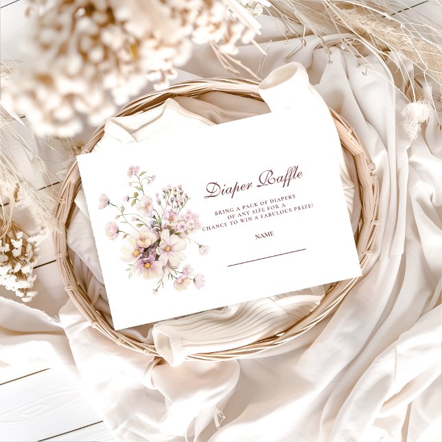 Romantic Spring Floral Baby Shower Diapper Raffle Enclosure Card (Creator Uploaded)