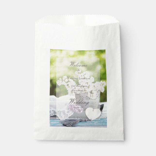 Romantic Spring Flower Floral  Lilac Wedding Favour Bag (Front)