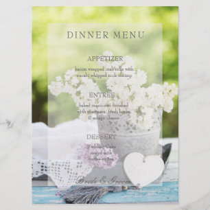 Romantic Spring Flower Floral Lilac Wedding Menu