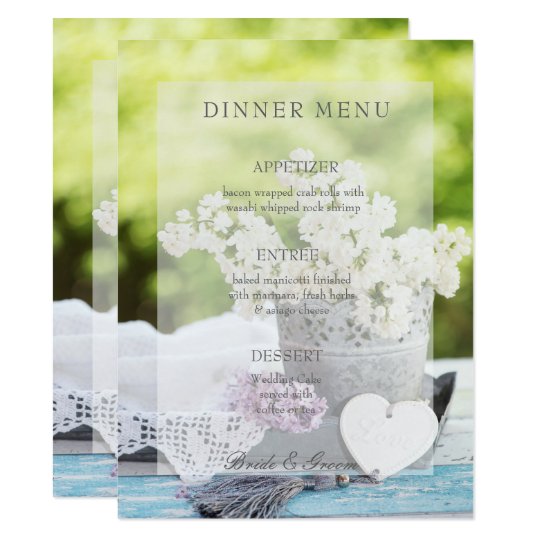 Romantic Spring Flower Floral Lilac Wedding Menu Card