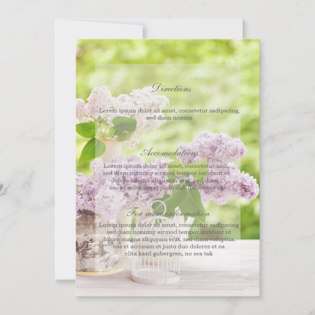 Romantic Spring Flower Floral White Lilac Wedding Invitation (Front)