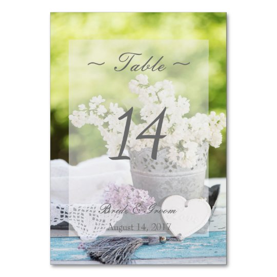 Romantic Spring Flower Lilac Wedding Table Number