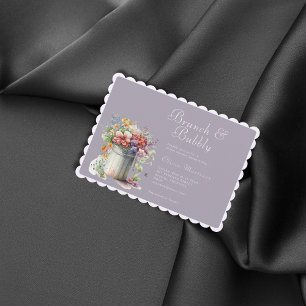 Romantic Spring Flowers Vase Bridal Shower Brunch Invitation