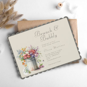 Romantic Spring Flowers Vase Bridal Shower Brunch Invitation