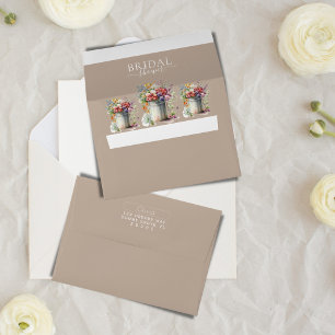 Romantic Spring Flowers Vase Bridal Shower Envelope