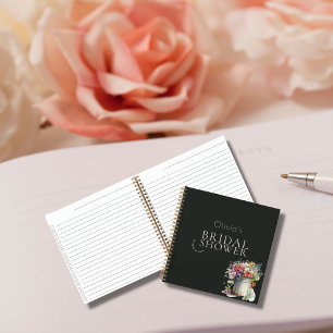 Romantic Spring Flowers Vase Bridal Shower Guest Notebook
