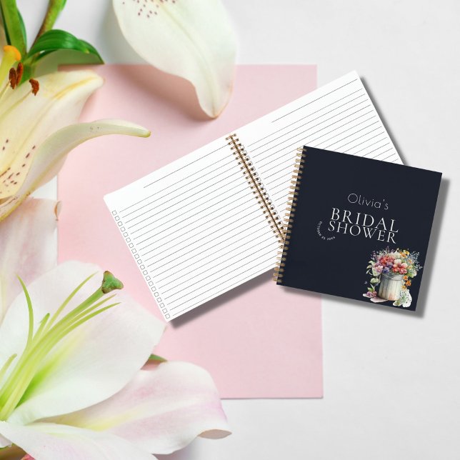 Romantic Spring Flowers Vase Bridal Shower Guest Notebook (Creator Uploaded)