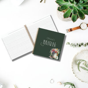Romantic Spring Flowers Vase Bridal Shower Guest Notebook
