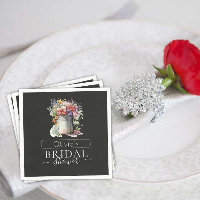 Romantic Spring Flowers Vase Bridal Shower Napkin (Creator Uploaded)