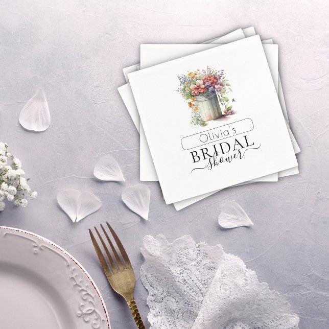 Romantic Spring Flowers Vase Bridal Shower Napkin (Creator Uploaded)