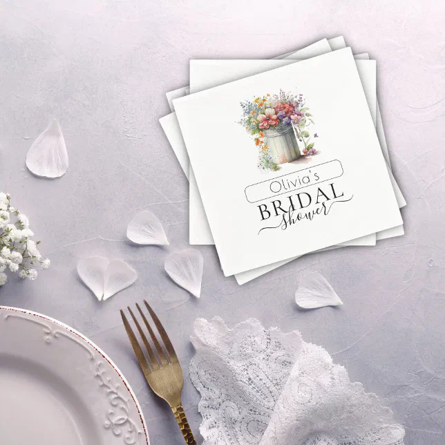 Romantic Spring Flowers Vase Bridal Shower Napkin Zazzle