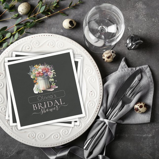 Romantic Spring Flowers Vase Bridal Shower Napkin (Creator Uploaded)