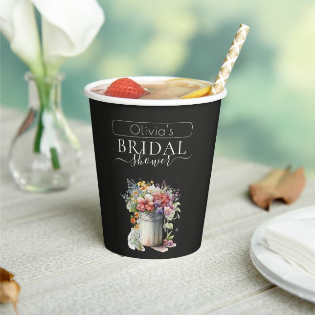 Romantic Spring Flowers Vase Bridal Shower Paper Cups (Insitu)