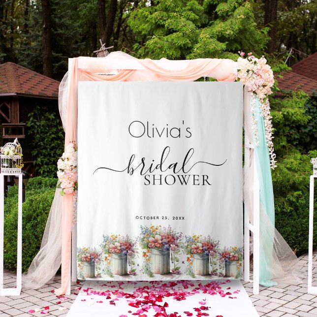 Romantic Spring Flowers Vase Bridal Shower Tapestry (Creator Uploaded)