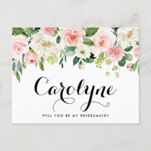 Romantic Spring Flowers Will You Be My Bridesmaid Postcard