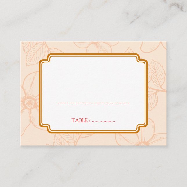 Romantic spring garden floral wedding seating card (Front)