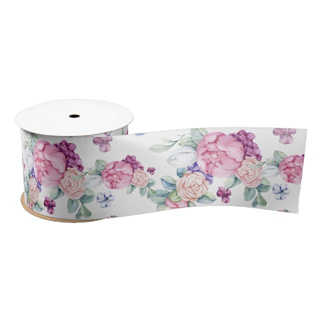 Romantic Spring Glowers Satin Ribbon (Spool)