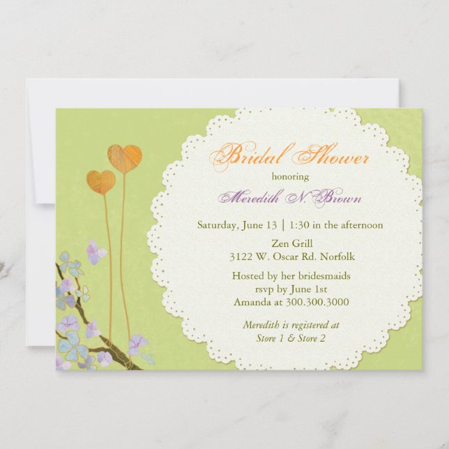 Romantic Spring Green Bridal Shower Invitation (Front)