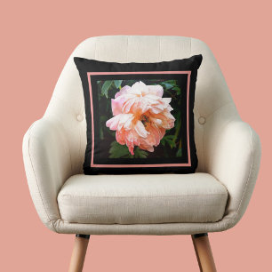 Romantic Spring Peony in Pale Peach Cushion