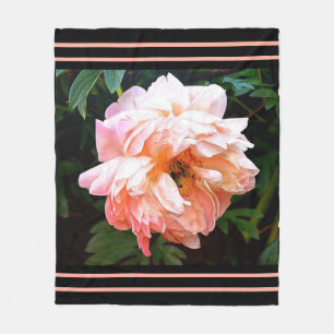 Romantic Spring Peony in Pale Peach Fleece Blanket